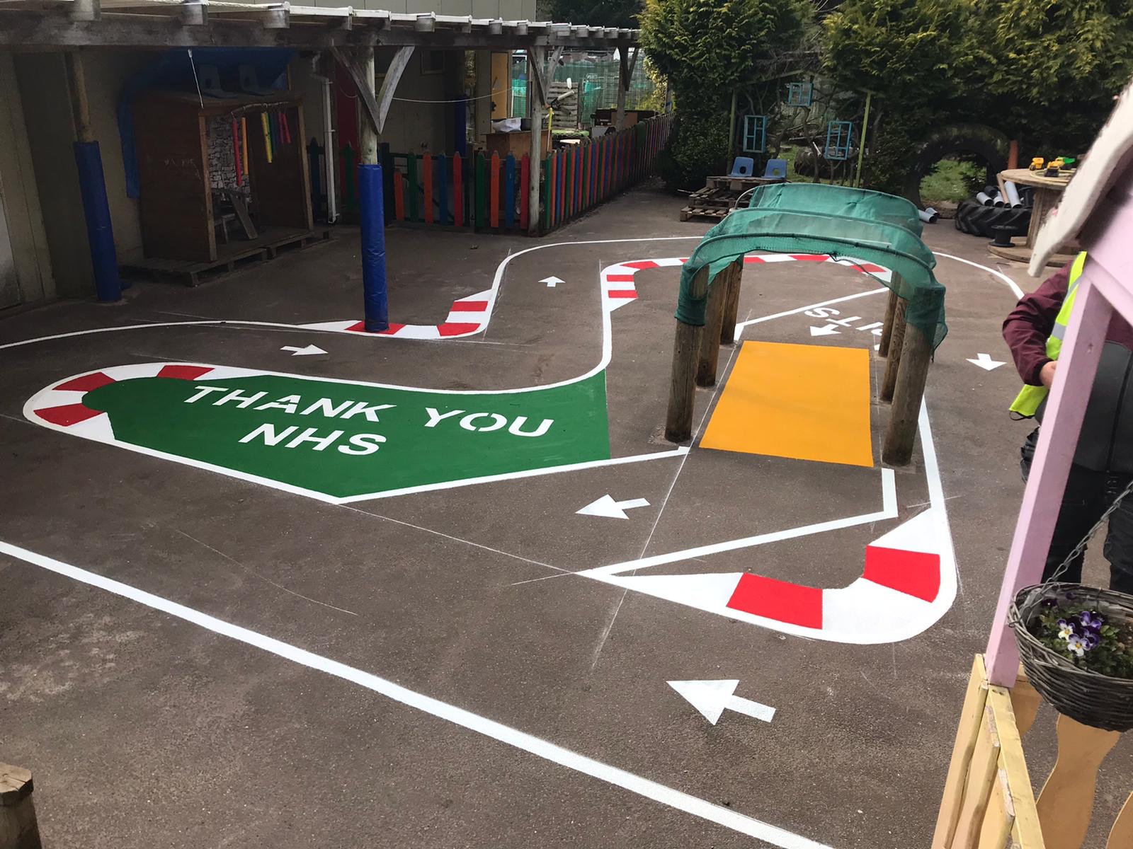 NHS Burton Play Area Race Track Markings