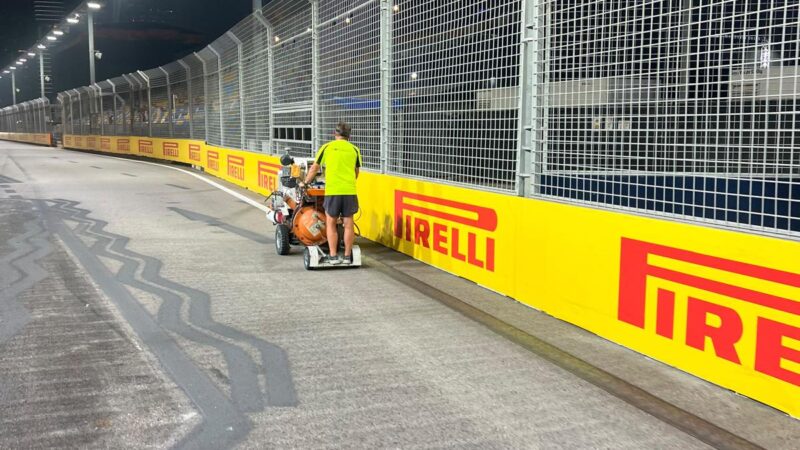 blacking out sporting lines on race track