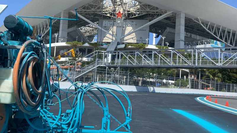 blue race track paint miami