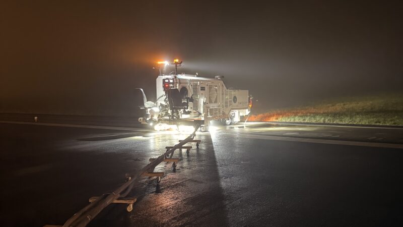 grooving a runway at night