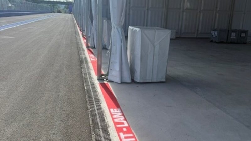 painting a temporary pitlane street circuit
