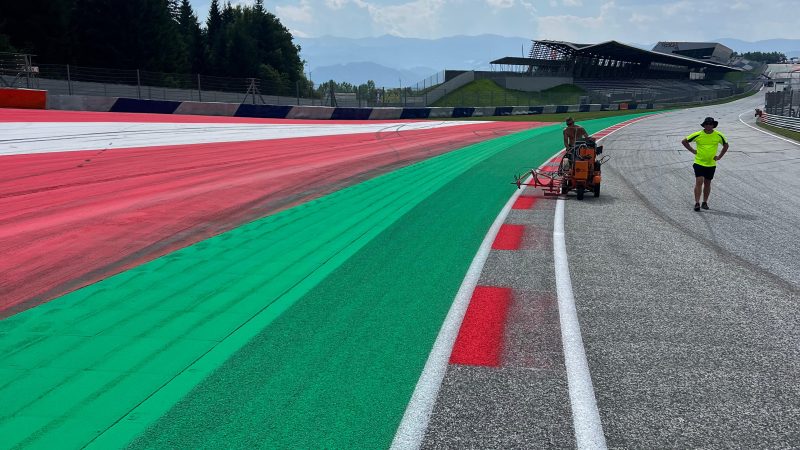 painting the lines at red bull ring motogp roadgrip
