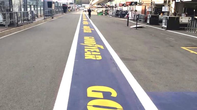 pit lane branding roadgrip spa belgium goodyear