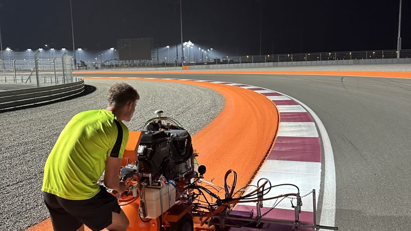 race track preparation at night qatar