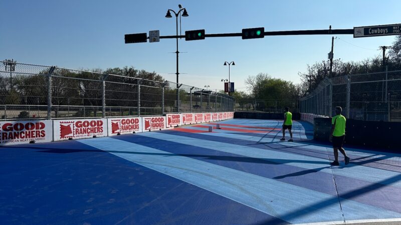 racetrack sponsor branding installation