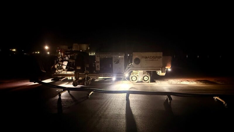 runway grooving at night antigua