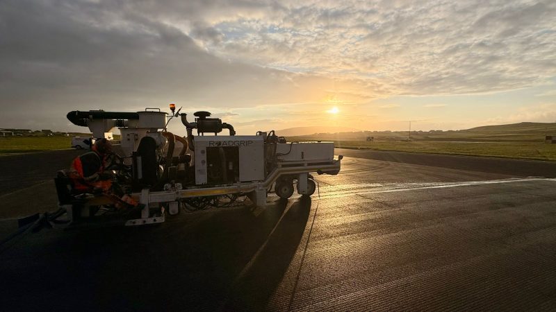 runway grooving scotland sunset