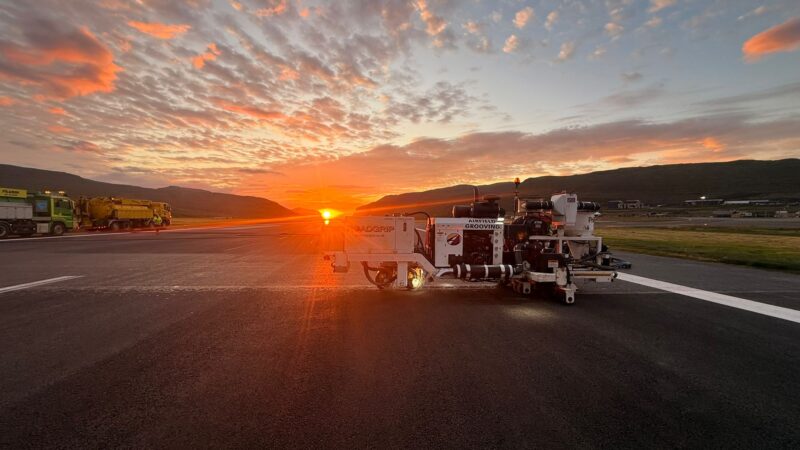 runway grooving sunset faroe