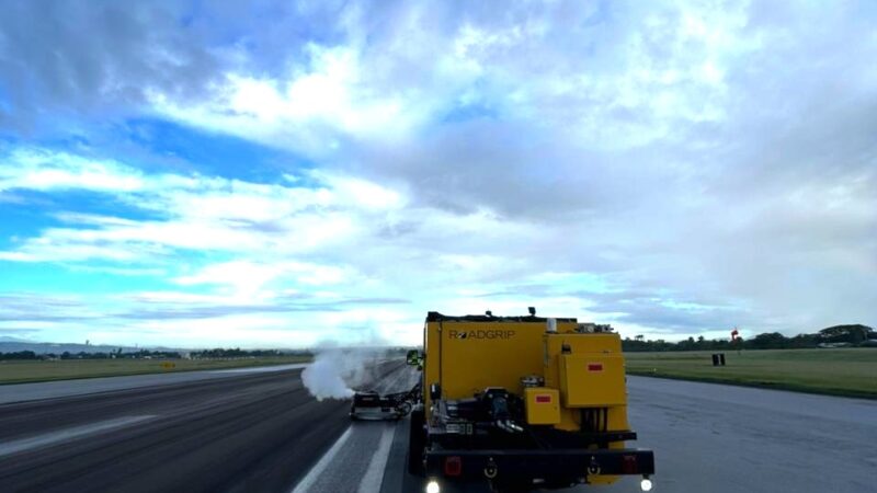 water blasting runway rubber removal
