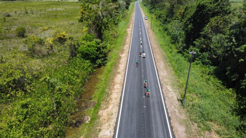 white line marking in Suriname highway